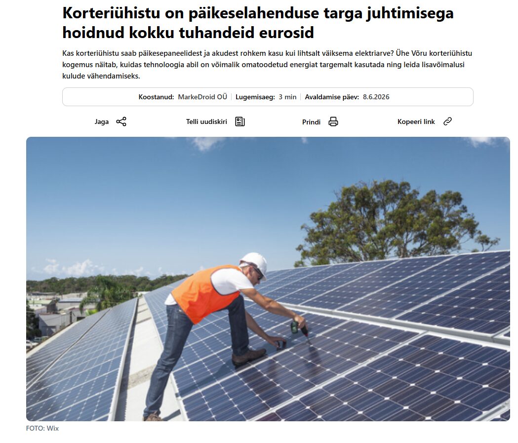 Apartment Association Saves Thousands of Euros Through Smart Management of Solar Solution